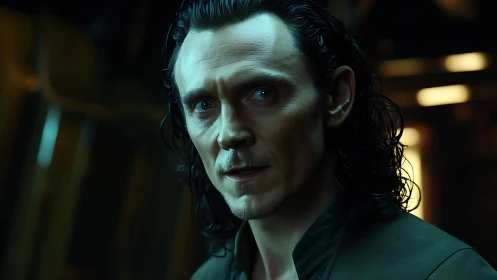 Brooding man stares forward under moody cinematic lighting