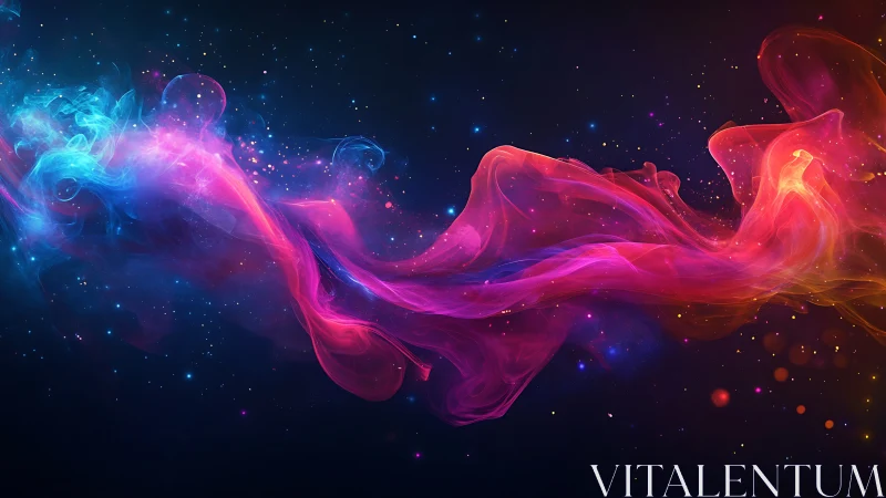 Cosmic color ribbon swirling through star-flecked night.