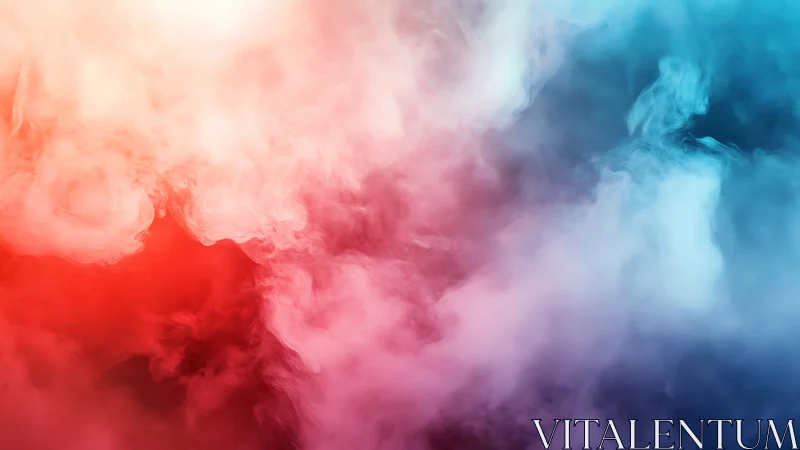 Gentle red and blue mist swirling into dreamy color clouds.