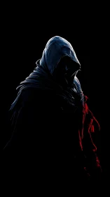 Digital cloaked figure in high-contrast chiaroscuro profile.