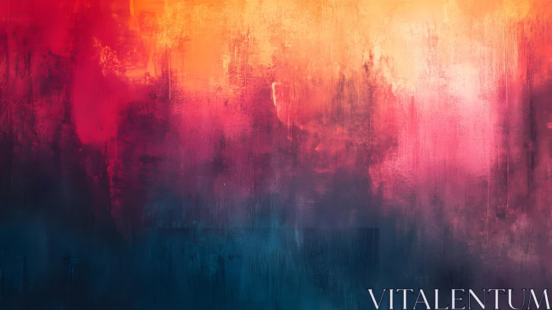 Vibrant Abstract Painting with Warm and Cool Color Blends.