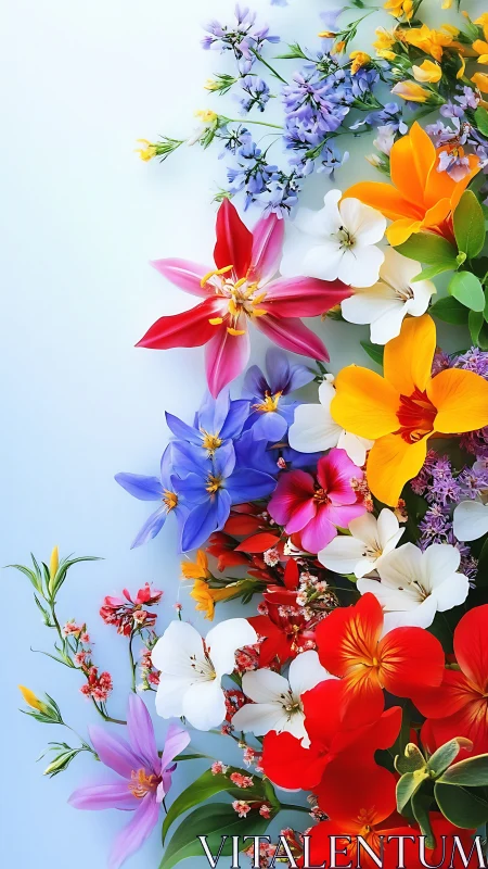 Vibrant floral arrangement displaying multicolored blooms with compositional radiance.