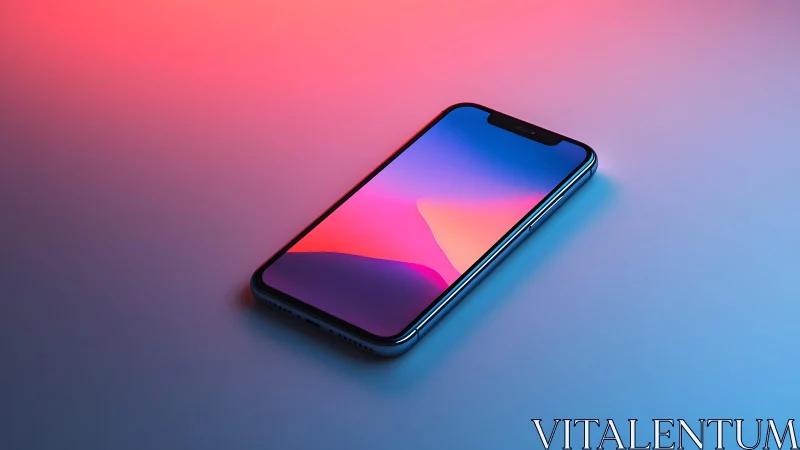 Modern smartphone on gradient background, digital art style.