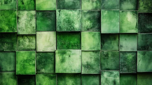 Textured green square tile grid with tonal gradient variation