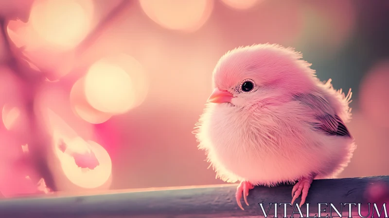 Pink Chick Glowing in Warm Bokeh Light.