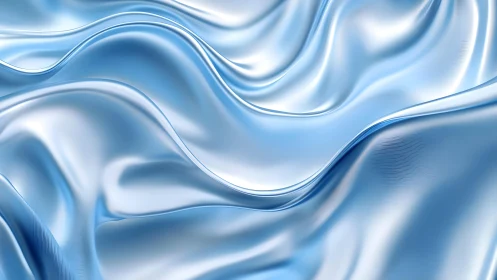 Shimmering Blue Satin Fabric Waves, Elegant Abstract Texture.