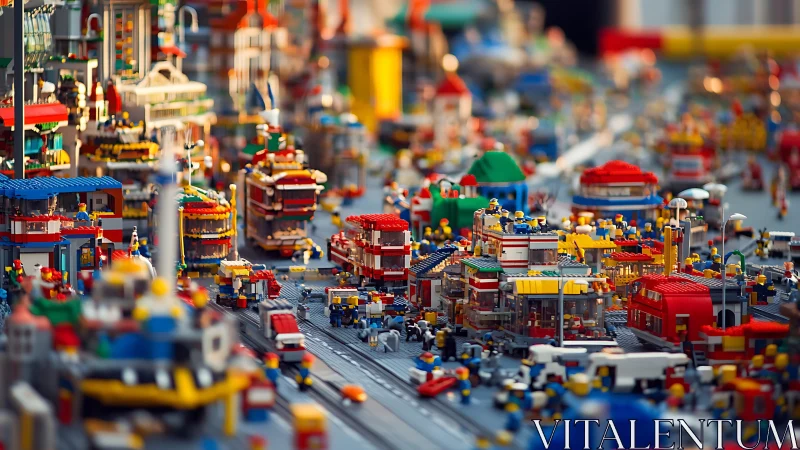 Dense LEGO cityscape with traffic, towers, and crowds.