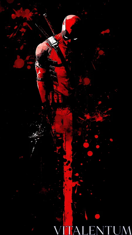 Brooding red masked antihero emerging from inky darkness.