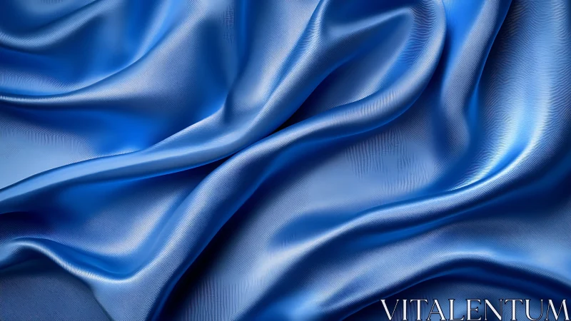Blue satin fabric folds with luminous reflective sheen.