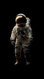Solitary astronaut stands in dramatic light against deep black