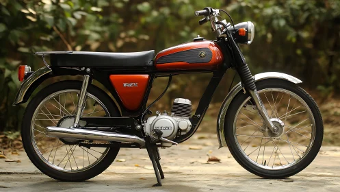 Vintage red commuter motorcycle rendered in sharp side profile