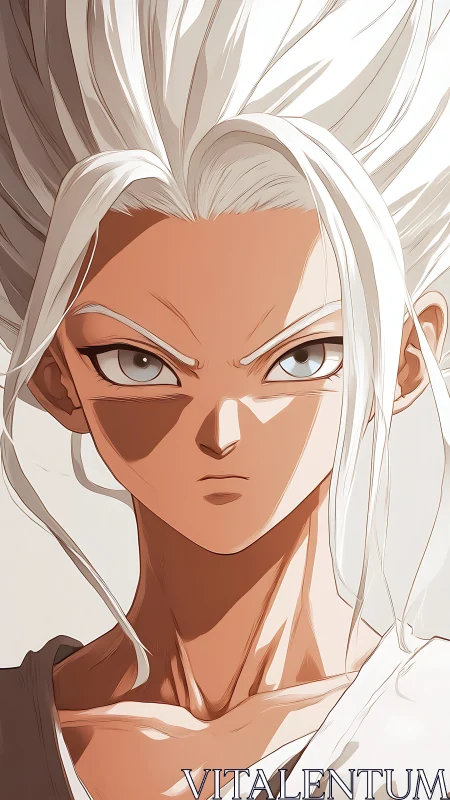 Silver-flare warrior staring down destiny in quiet fury.