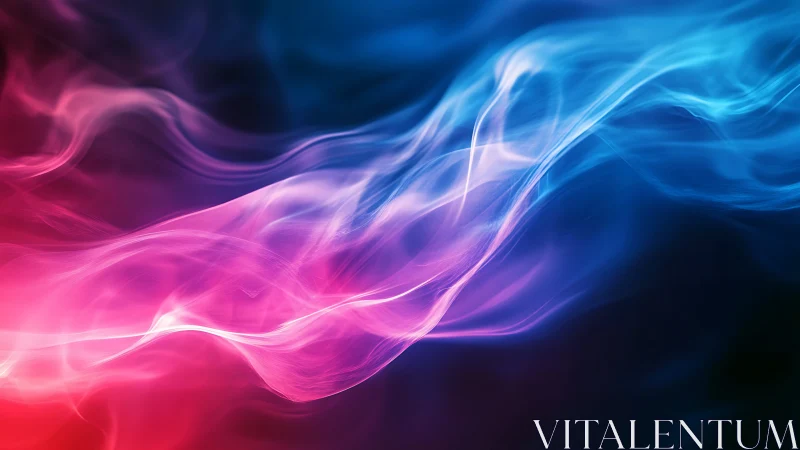 Neon light waves blend pink and blue in fluid motion.