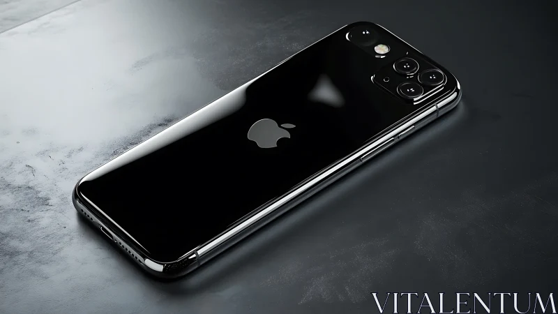 Sleek Black iPhone Rests on Contemporary Stone Surface