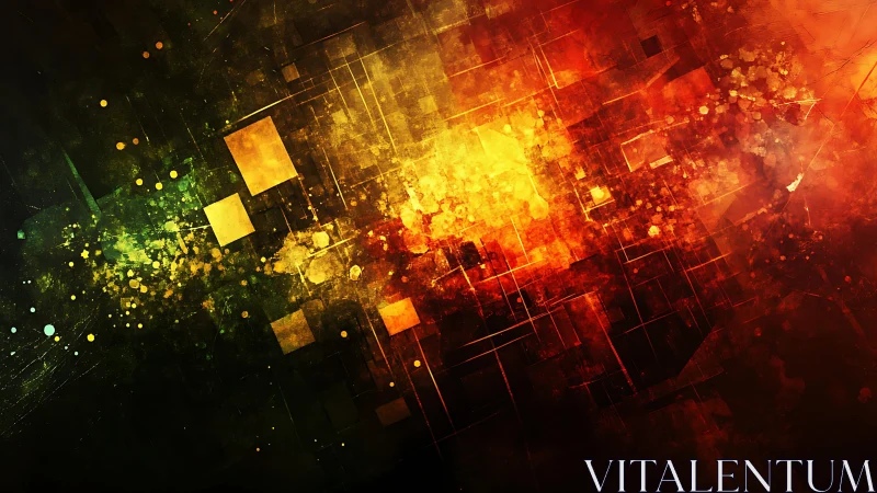 Abstract digital artwork with glowing geometric shapes and vivid colors.