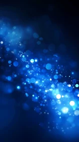 Blue bokeh particle stream forms diagonal luminous depth field