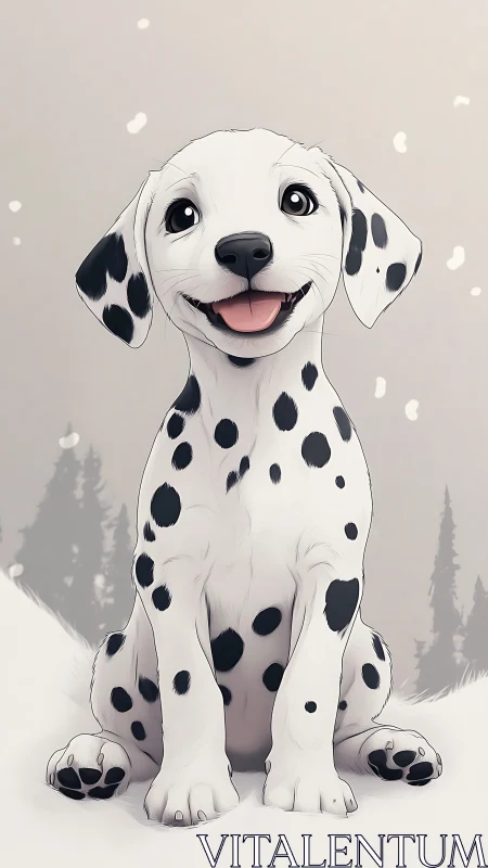Digital painting study of a joyful Dalmatian puppy portrait.