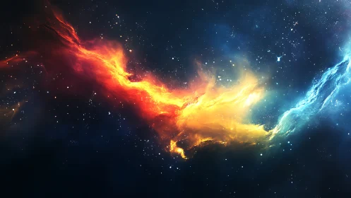 Chromatic stellar plume as tri-band nebular energy stream.