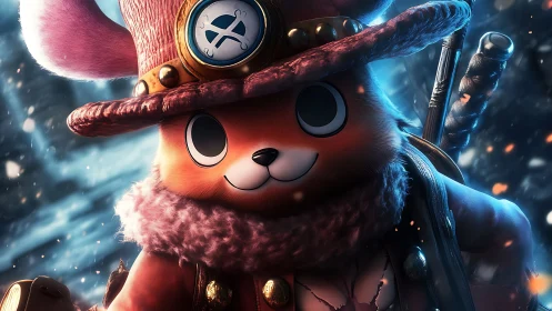 Furry fantasy adventurer in glowing winter blizzard armor.