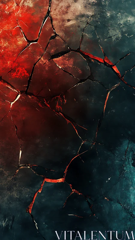 Cracked ember veins argue with midnight stone across space