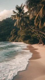 Tropical Beach Paradise with Palm Trees.