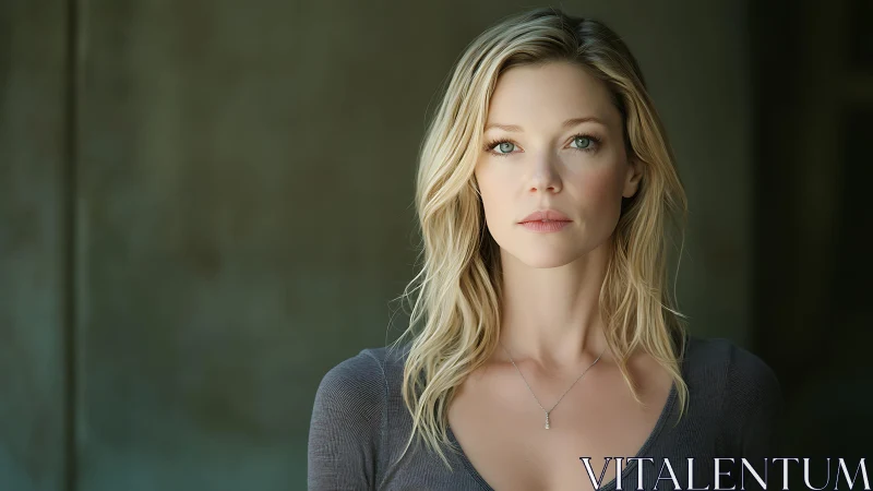 Blonde woman faces camera in softly lit studio portrait