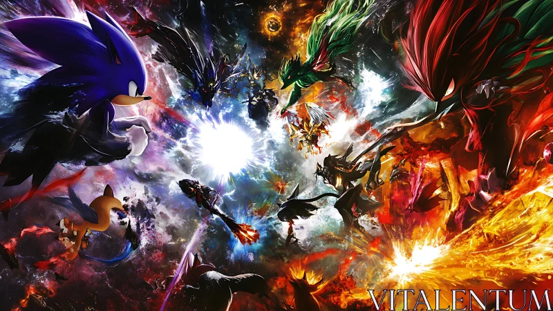 Supersonic vortex clash with chromatic shockwave dynamics.