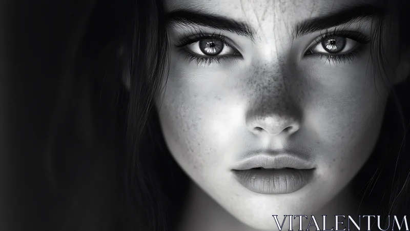 Intense monochrome portrait captures soulful, reflective gaze