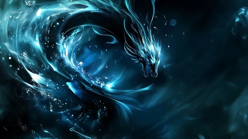 Luminescent spectral dragon arcs through abyssal blue vortex
