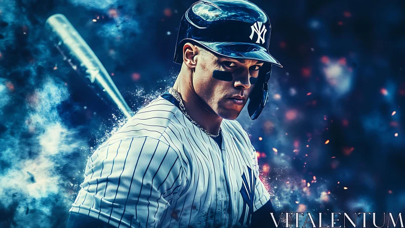 Dynamic baseball batter portrait with high-contrast lighting effects