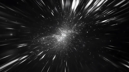 Stellar light tunnel exploding from dense galactic core.