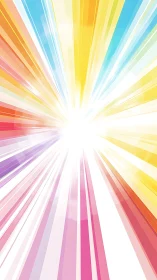 Radiant multicolor light burst converges into a central white core