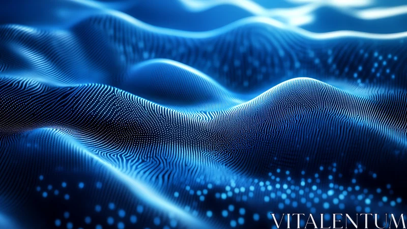 Glowing blue data waves flow across a futuristic digital landscape