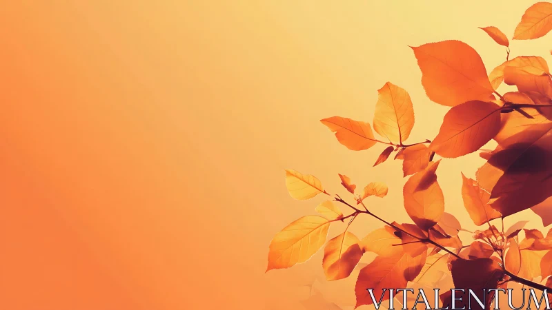 Translucent autumn leaves intersect warm gradient background