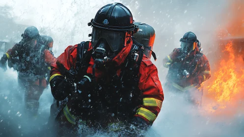 Firefighters Combat Intense Blaze in Extreme Conditions.