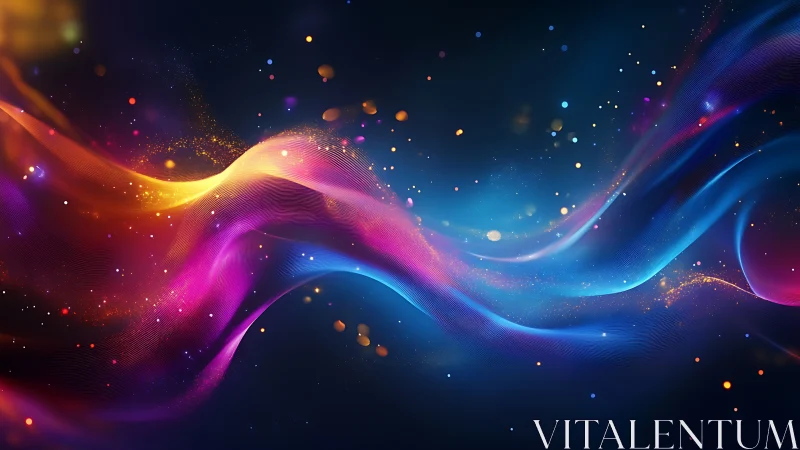 Multicolor luminous particle waves on deep blue gradient field