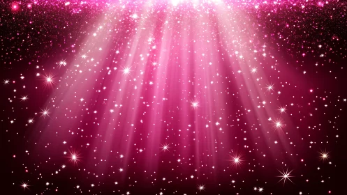 Glowing pink starlight curtain spilling softly across night.