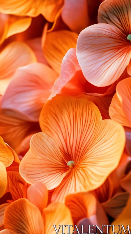 Clematis Petals: Macro Study of Translucent Orange-Pink Flower Detail