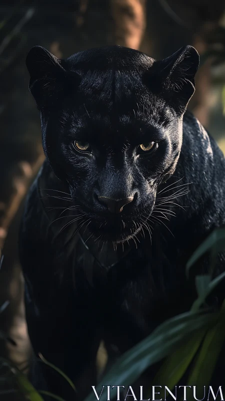 Striking Gaze of a Majestic Black Panther
