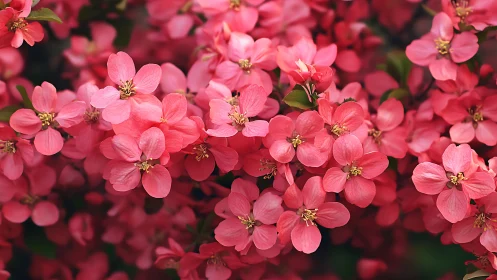 Dense Pink Flowering Shrub with Five-Petaled Blossoms