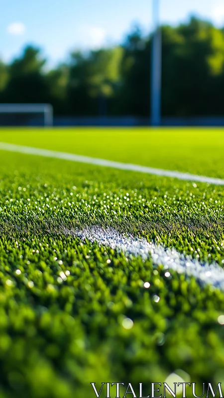 Sunlit soccer field line inviting you into the game.