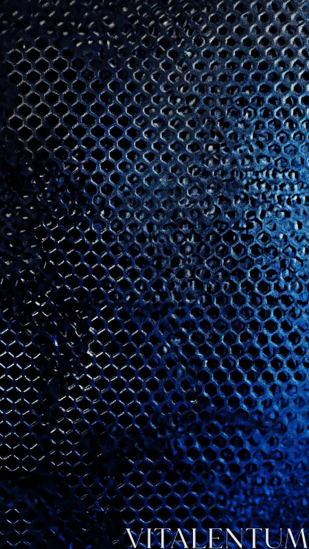 Hexagonal mesh gradient with deep blue optical reflections.
