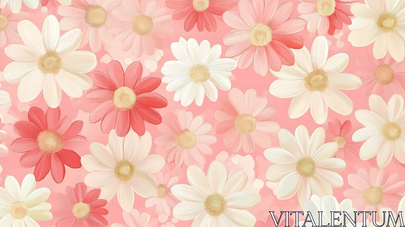 Digital pastel daisy pattern with layered radial petals.