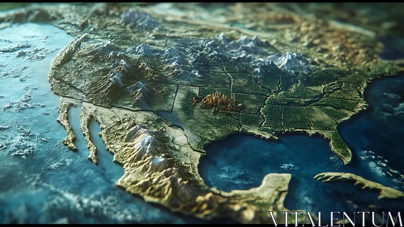 Miniature metropolis rises from sculpted North America