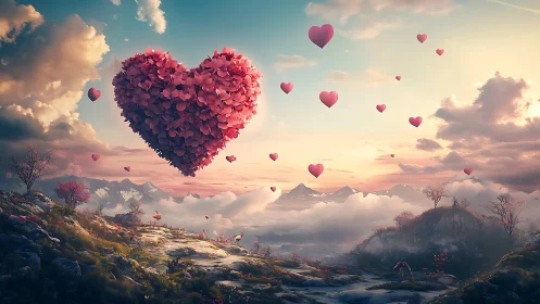 Colossal Bloom Dances Through Cloudscapes Where Hearts Take Flight