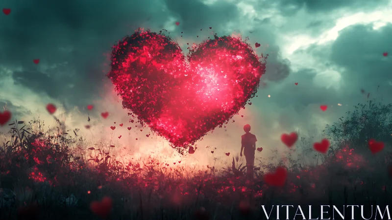 Luminous Heart Against Stormy Skies.