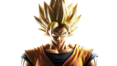 Solar-charged anime warrior blazing with golden fury.