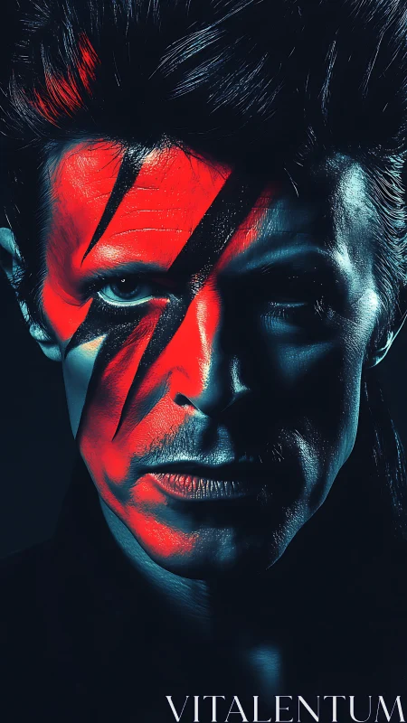 Bi-chromatic portrait renders stylized lightning face paint