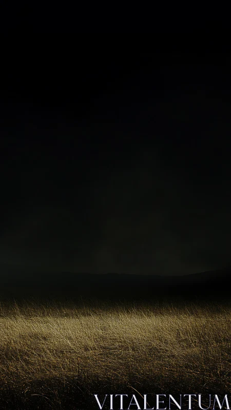 Lonely grassland glows under a vast, ominous night sky.