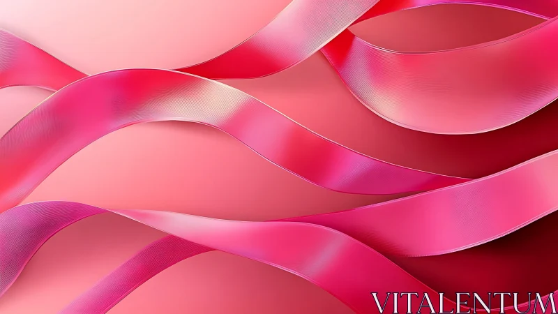Curved pink ribbons flow across soft gradient red background